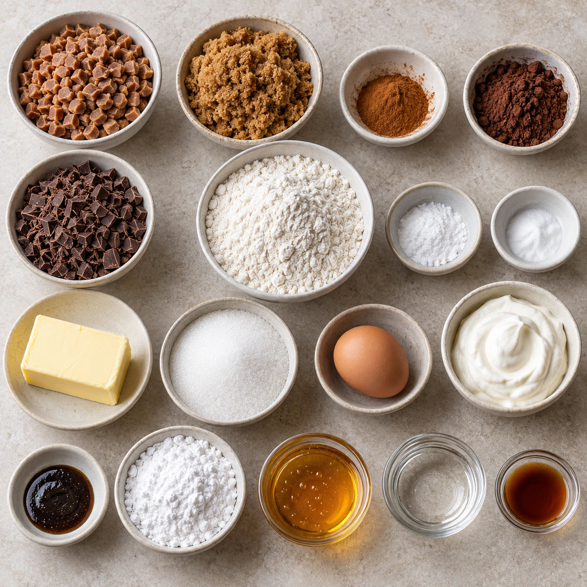 Exact measured ingredients for Sweet Filled Mini Cakes