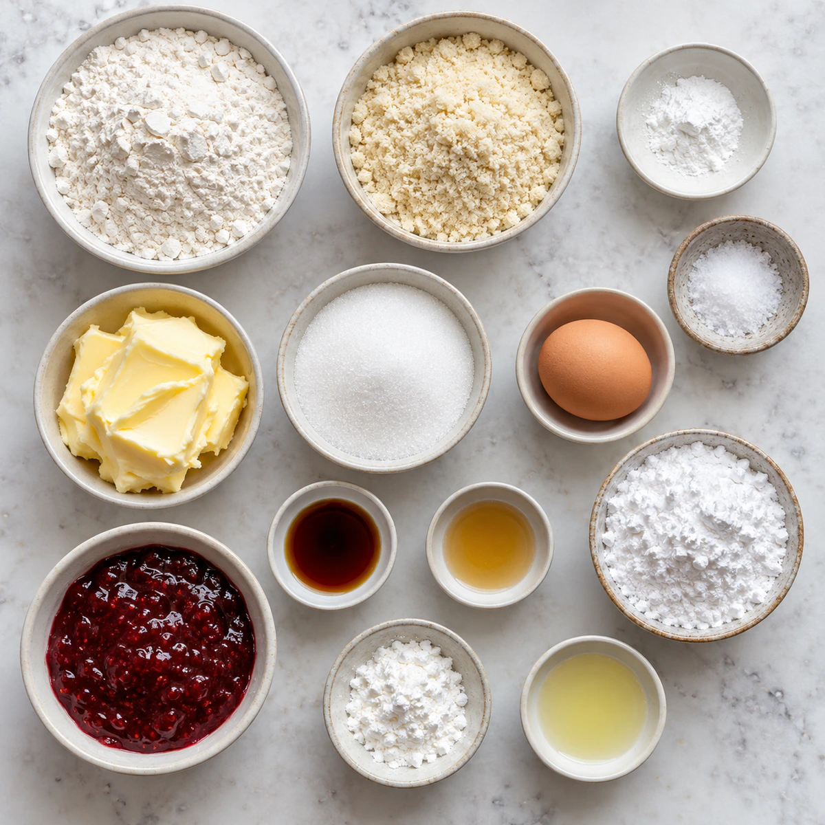 Exact measured ingredients for Sweet Jam Filled Treats