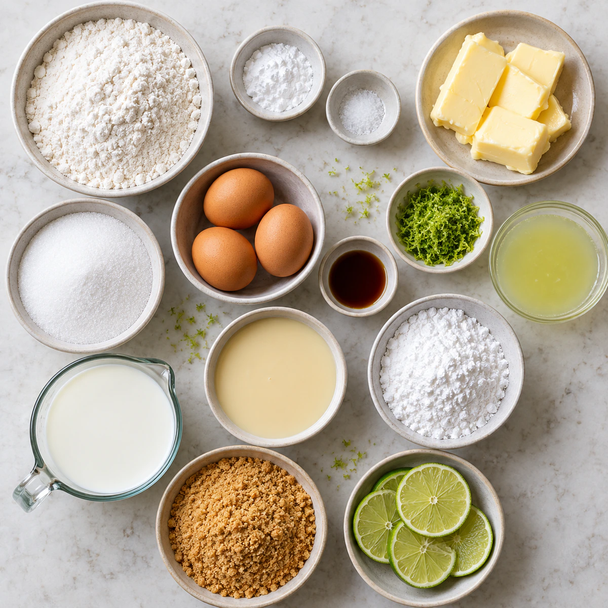 Exact measured ingredients for Zesty Lime Treat Cakes