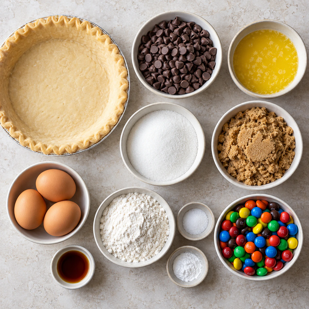 Exact measured ingredients for Sweet Candy Cookie Pie