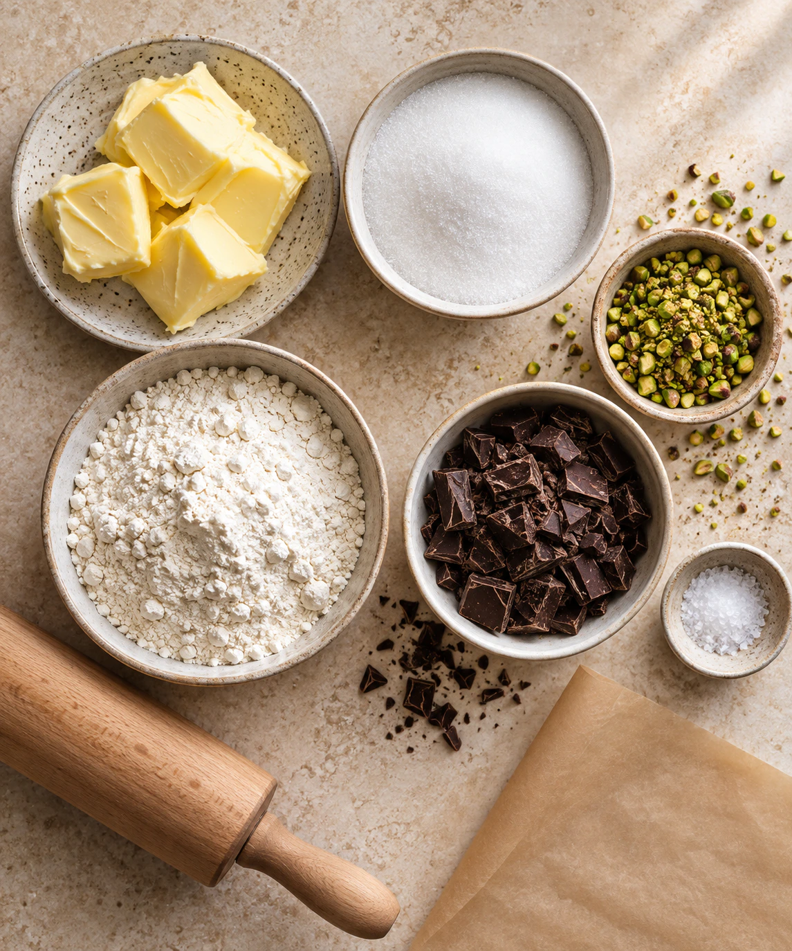 Exact measured ingredients for Nutty Chocolate Shortbread