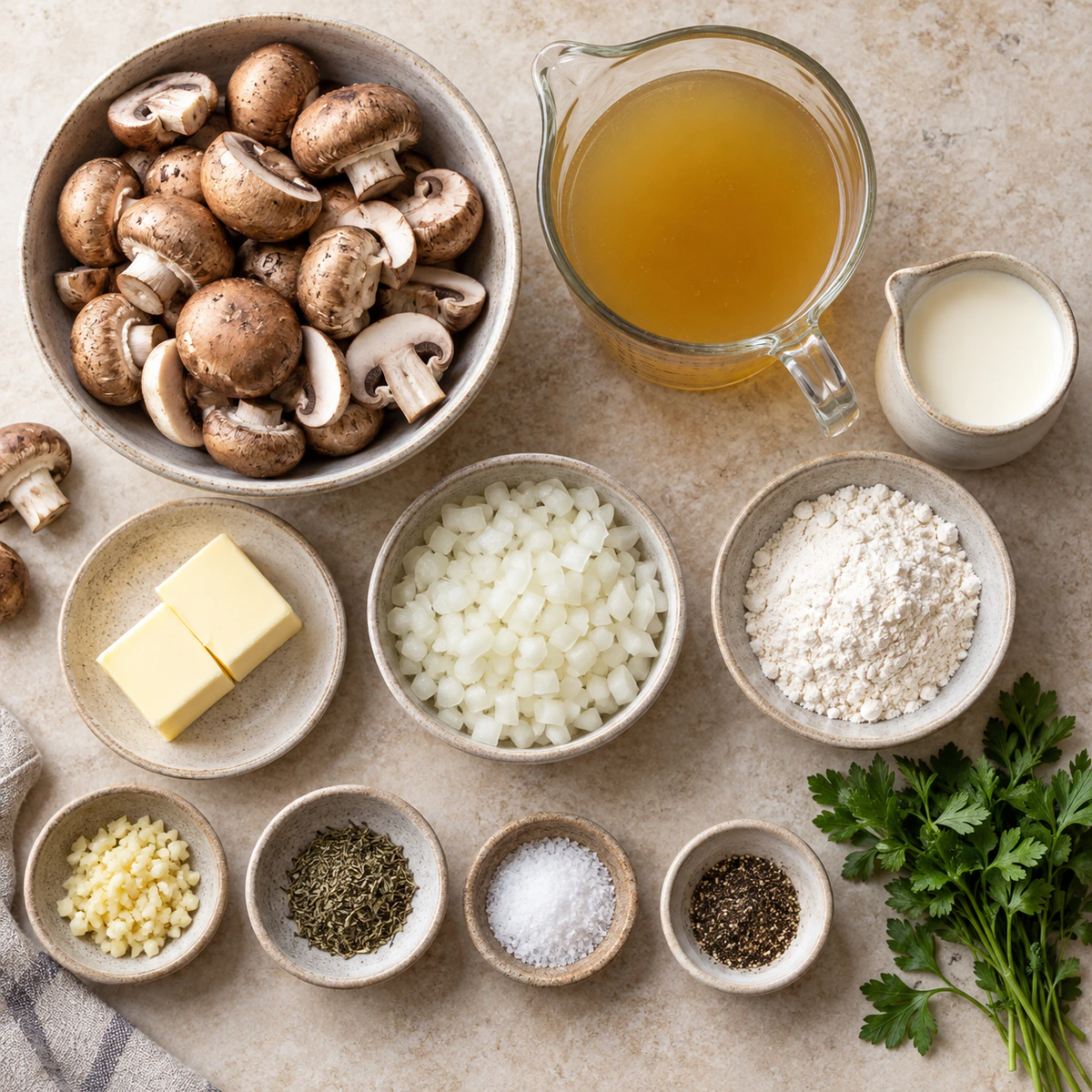 Exact measured ingredients for Rich Homemade Mushroom Soup