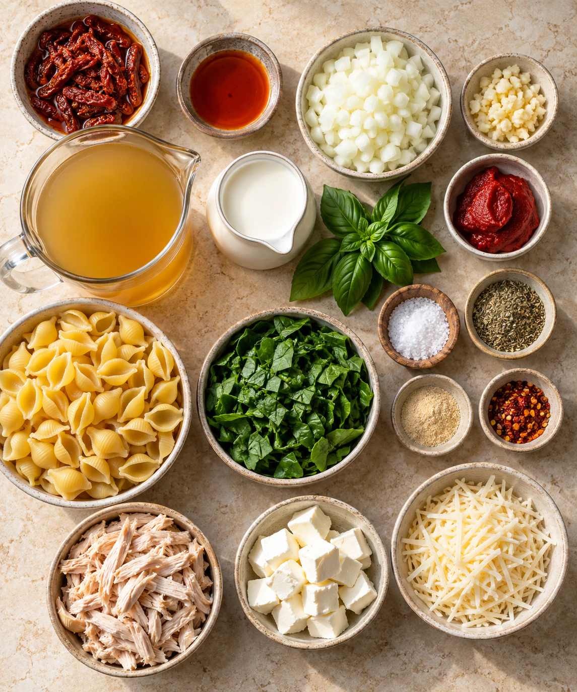 Exact measured ingredients for Rich Creamy Chicken Pasta