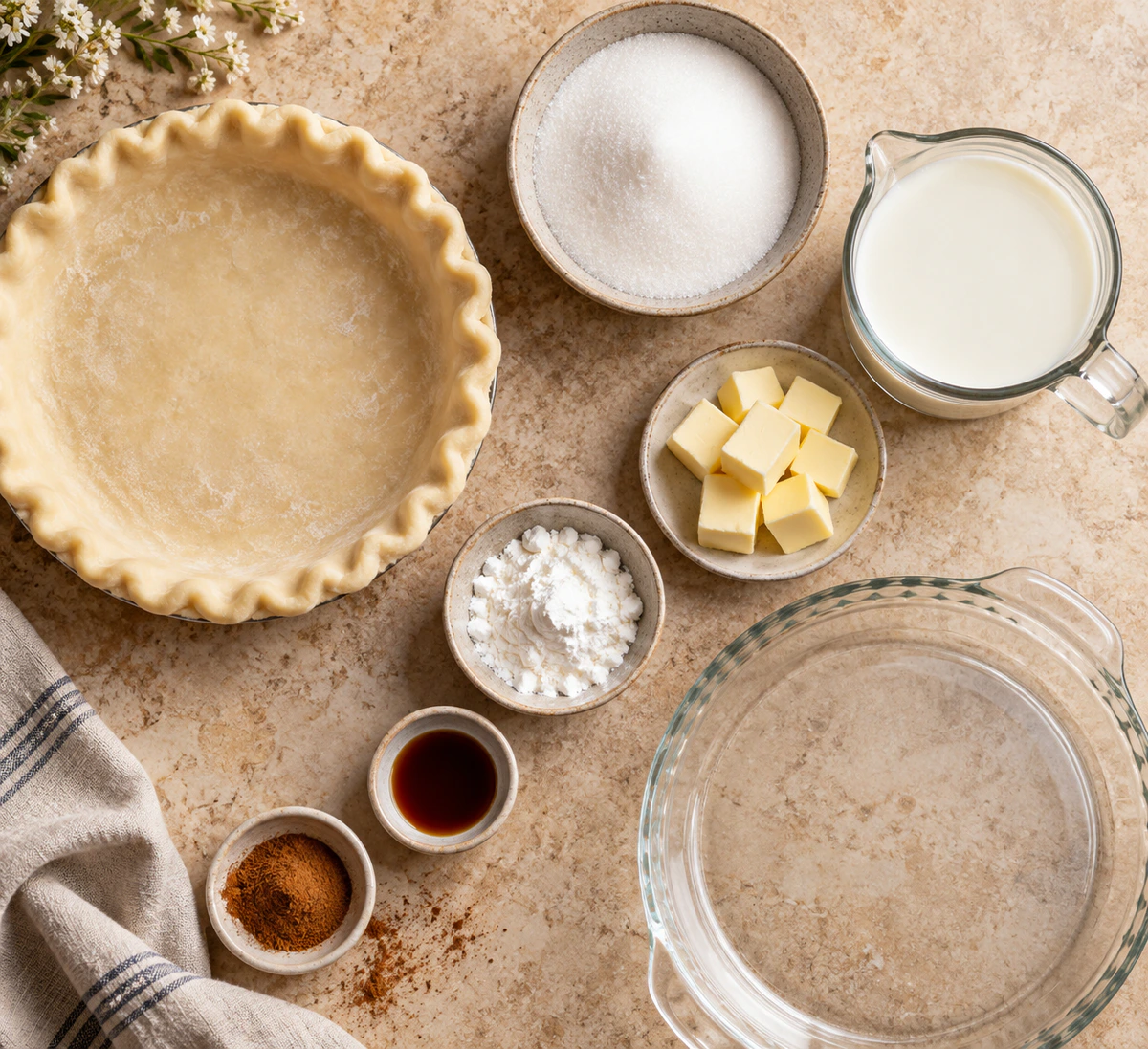 Exact measured ingredients for Sweet Creamy Indiana Pie
