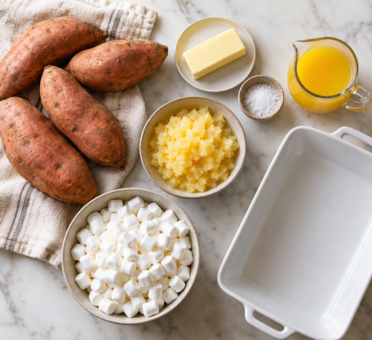 Exact measured ingredients for Southern Holiday Sweet Casserole