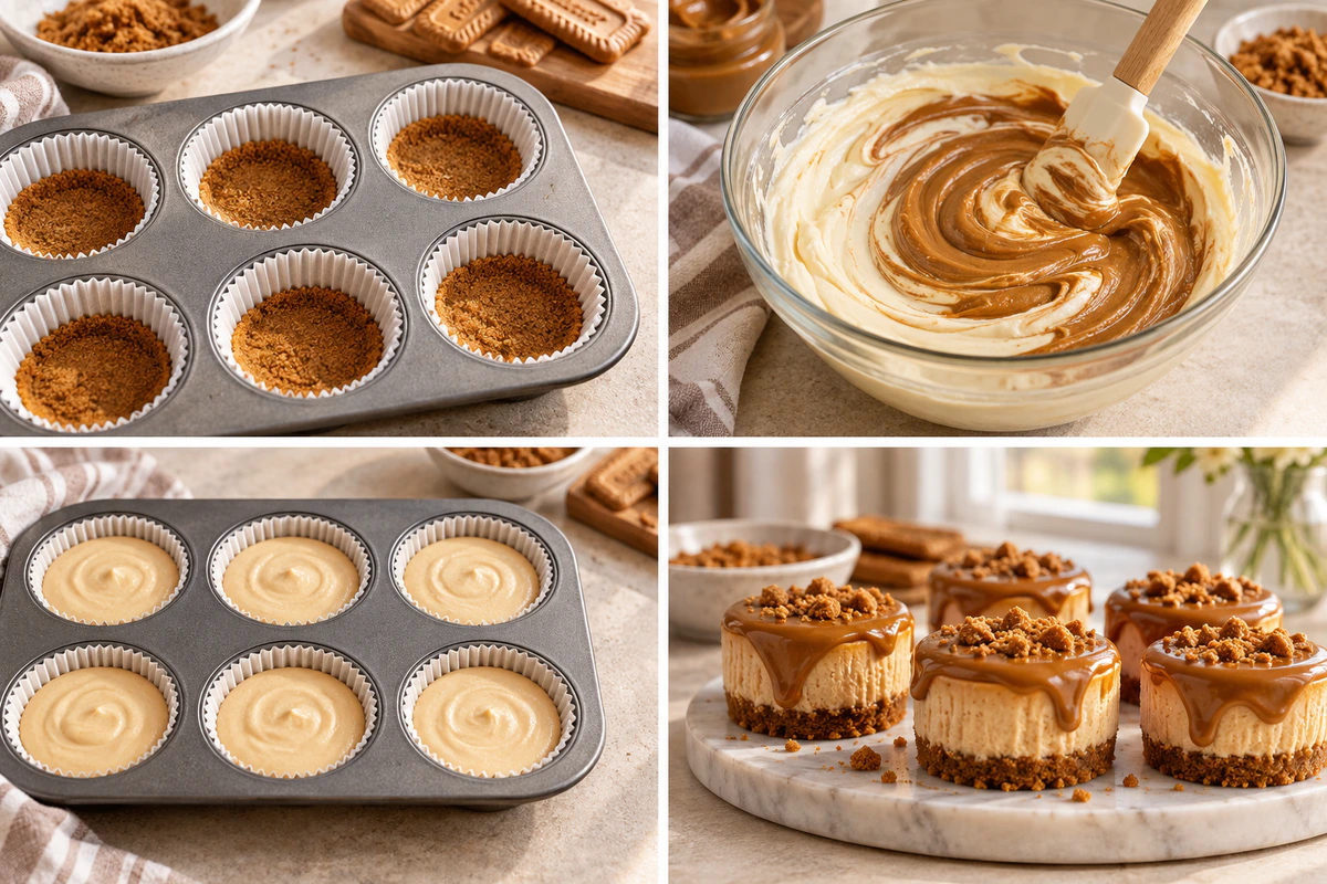 Four chronological preparation stages for Cookie Butter Treats