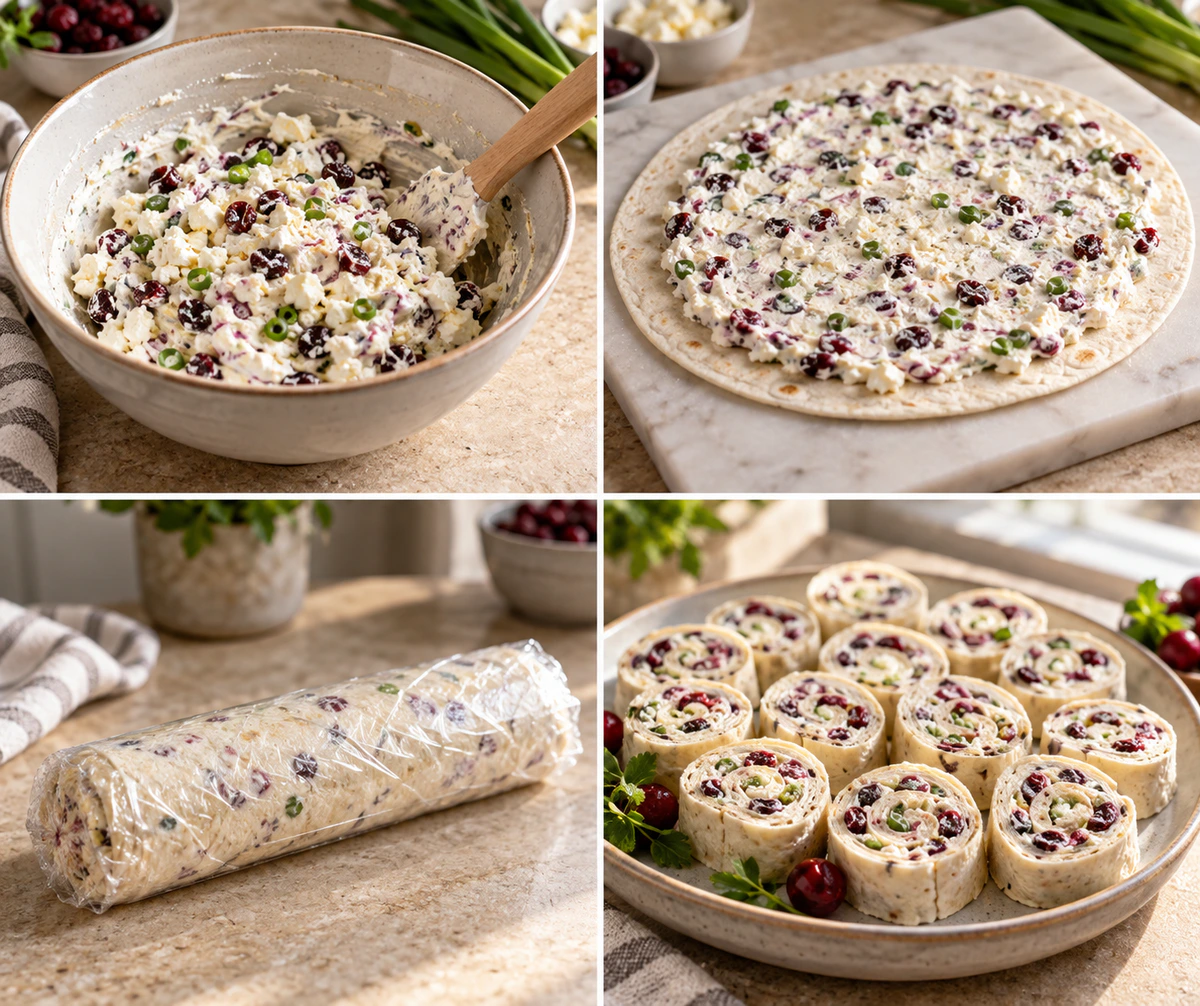 Four chronological preparation stages for Quick Party Roll Ups