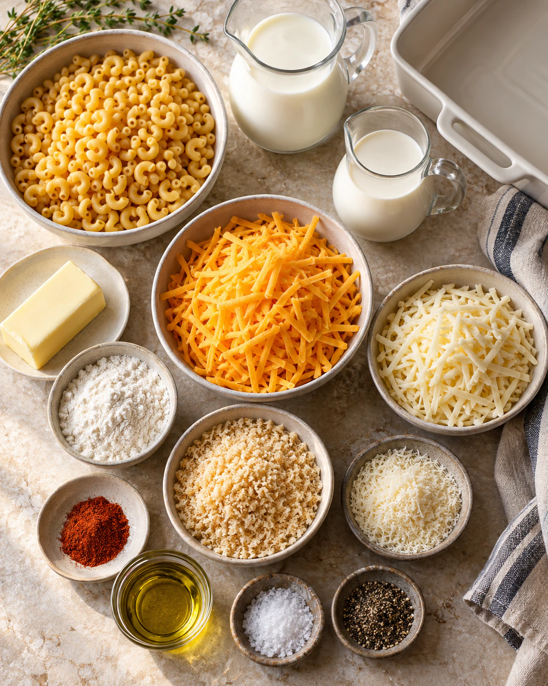 Exact measured ingredients for Rich Cheesy Pasta Bake