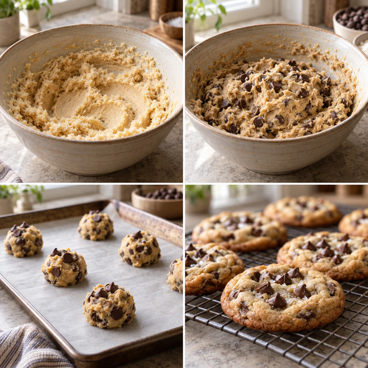 Four chronological preparation stages for Perfect Cookie Classic