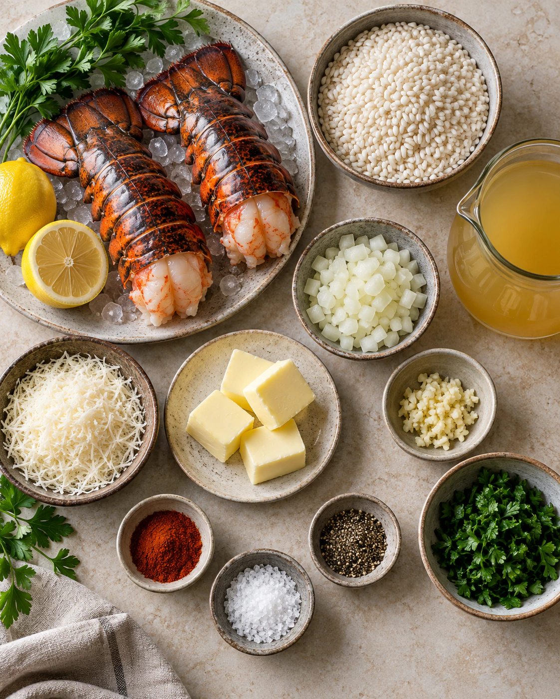 Exact measured ingredients for Fancy Lobster Rice Dinner