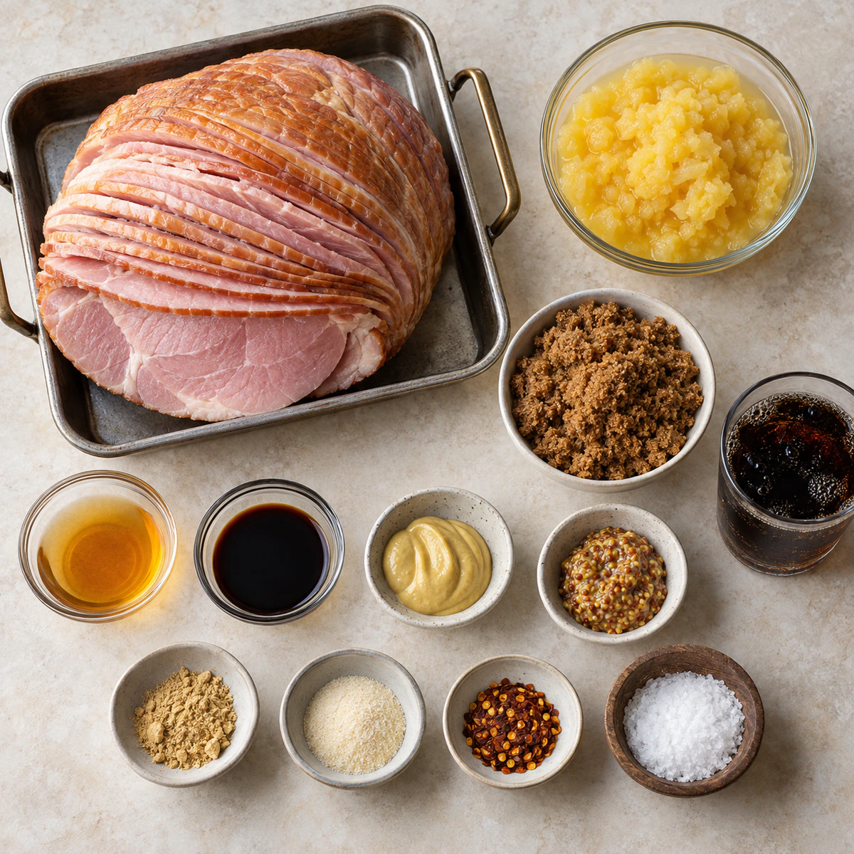 Exact measured ingredients for Sweet Glazed Holiday Ham