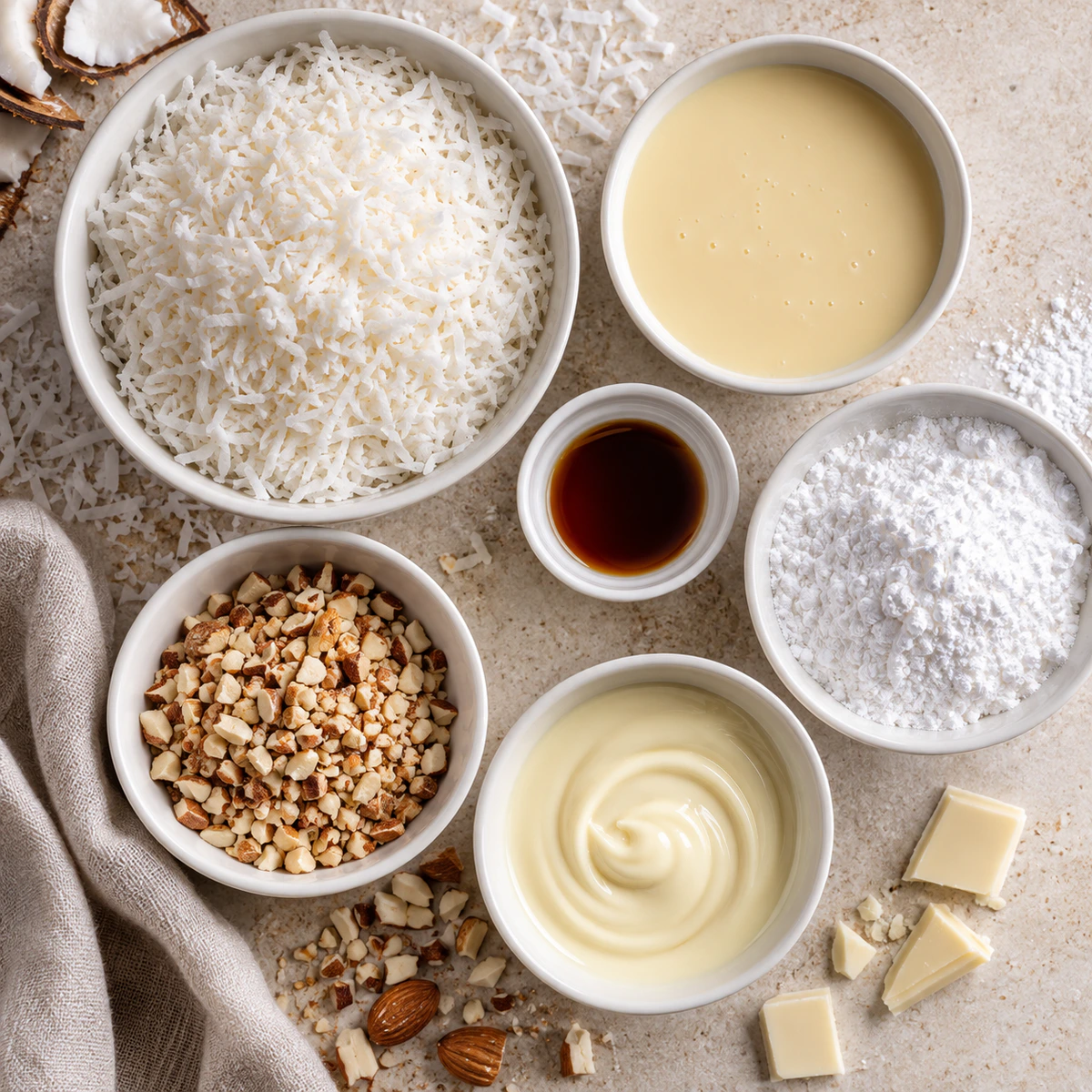 Exact measured ingredients for Sweet Coconut Truffles