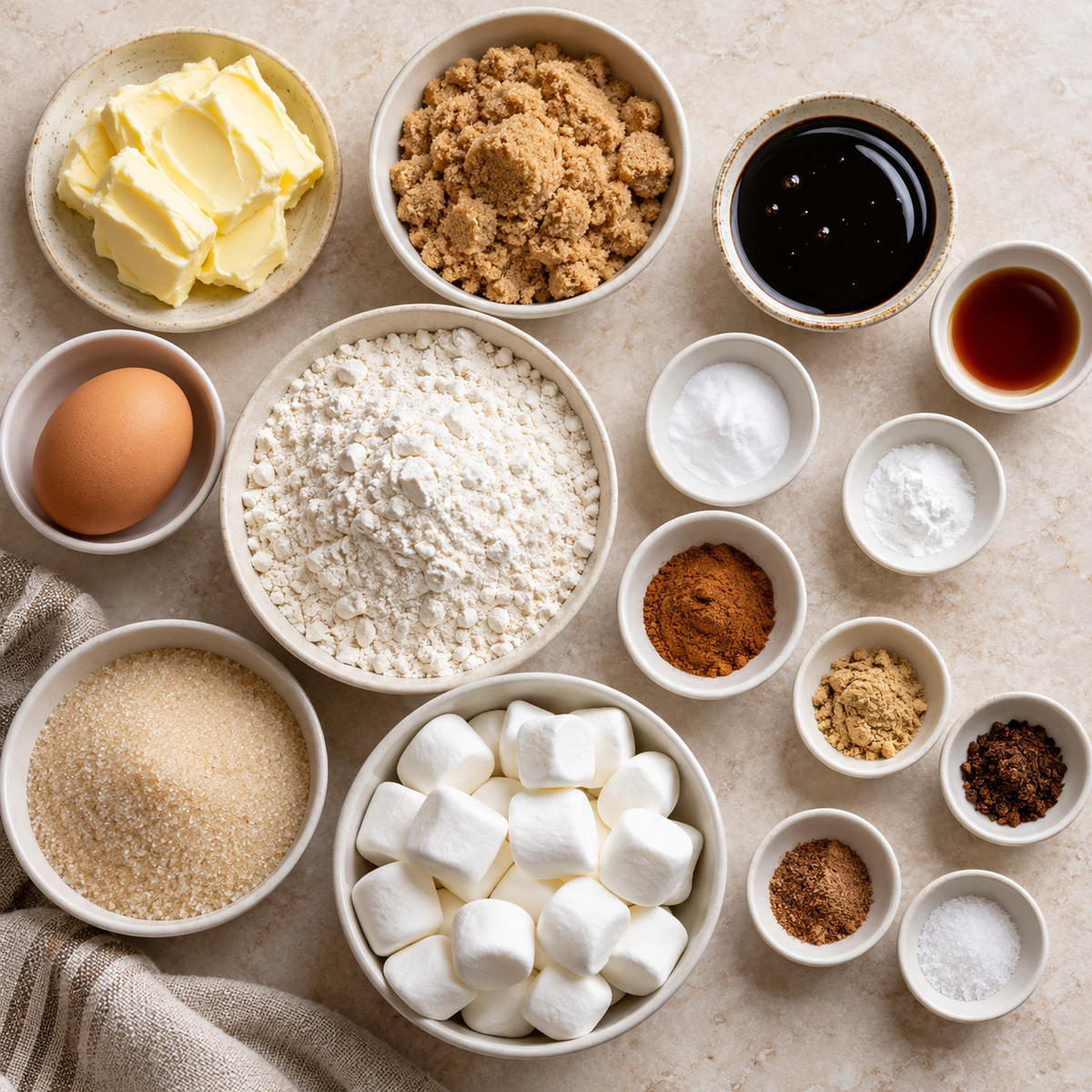 Exact measured ingredients for Marshmallow Stuffed Molasses Cookies
