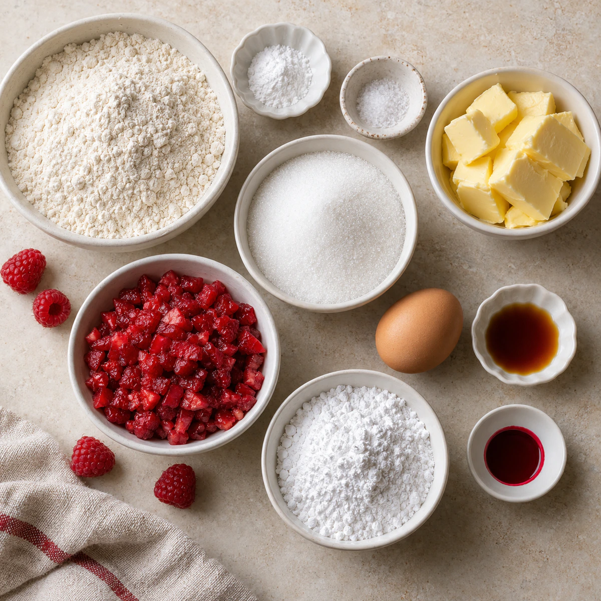 Exact measured ingredients for Raspberry Sugar Cookies