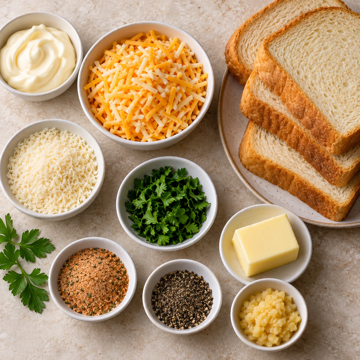 Exact measured ingredients for Cheesy Texas Toast
