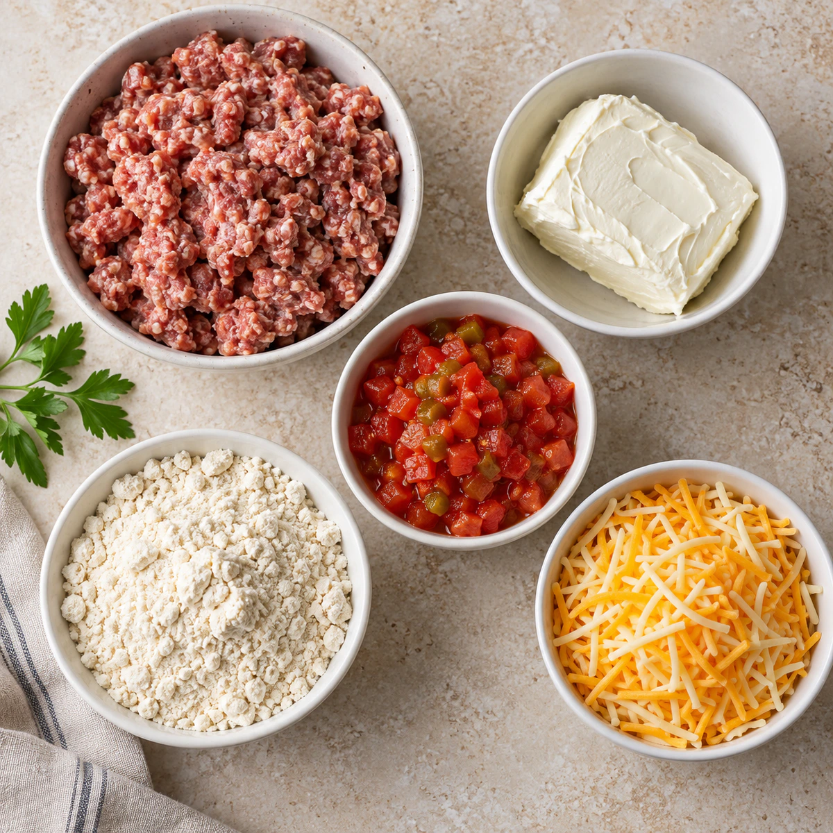 Exact measured ingredients for Rotel Sausage Balls