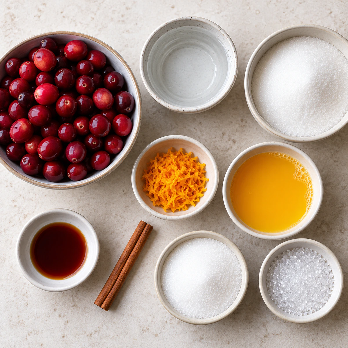 Exact measured ingredients for Orange Vanilla Candied Cranberries