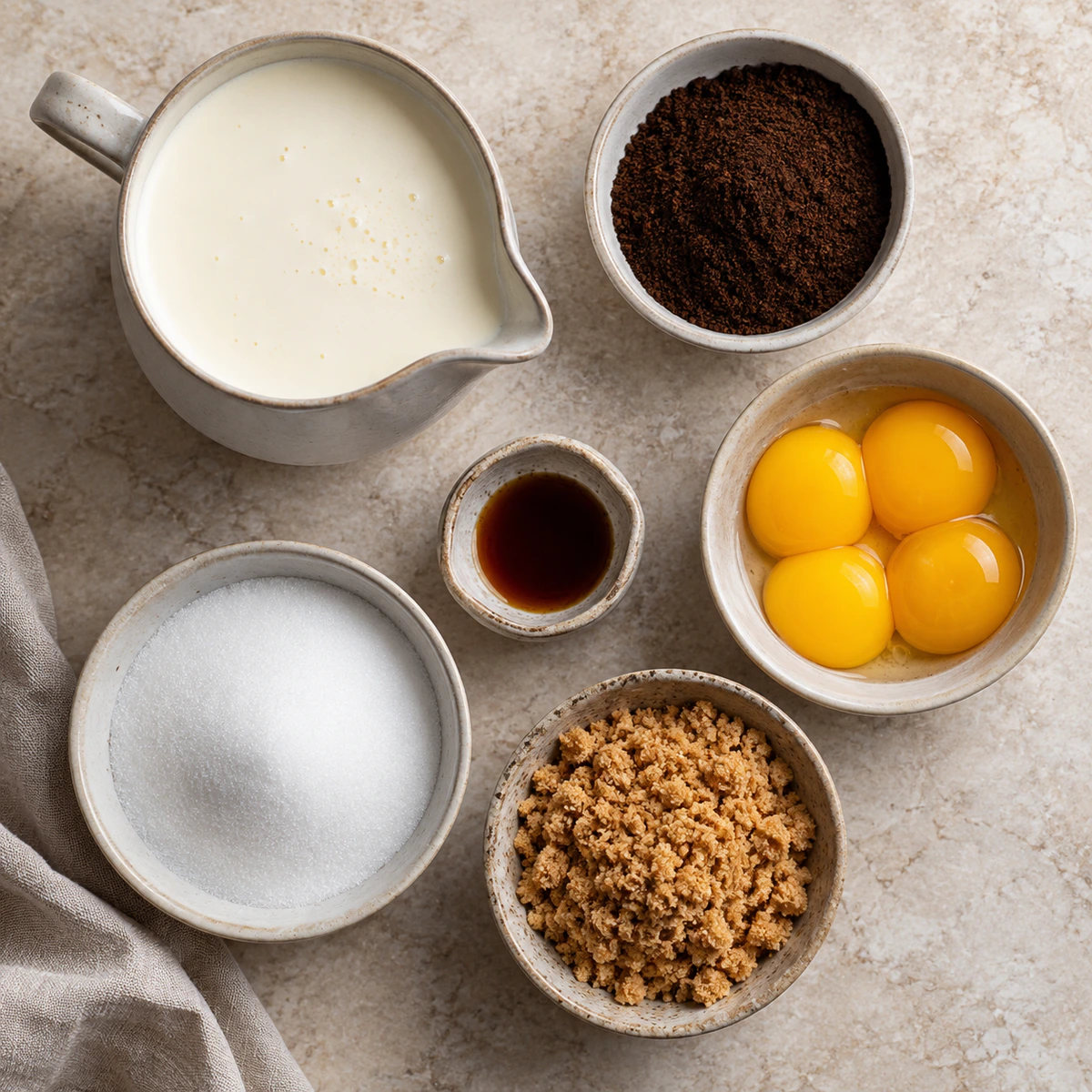 Exact measured ingredients for Coffee Crème Brûlée