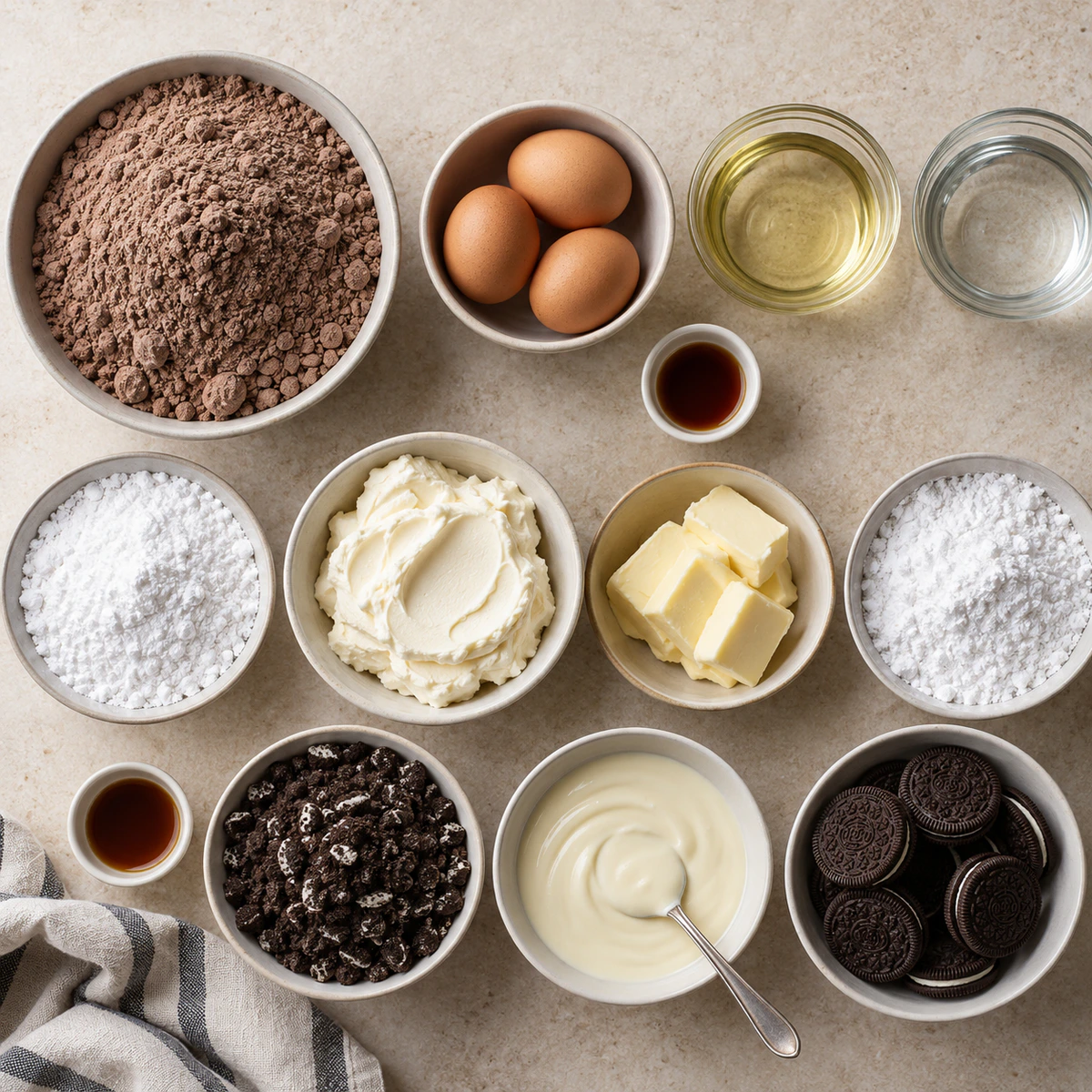 Exact measured ingredients for Oreo Cream Cheese Cheesecake Sushi Roll Dessert