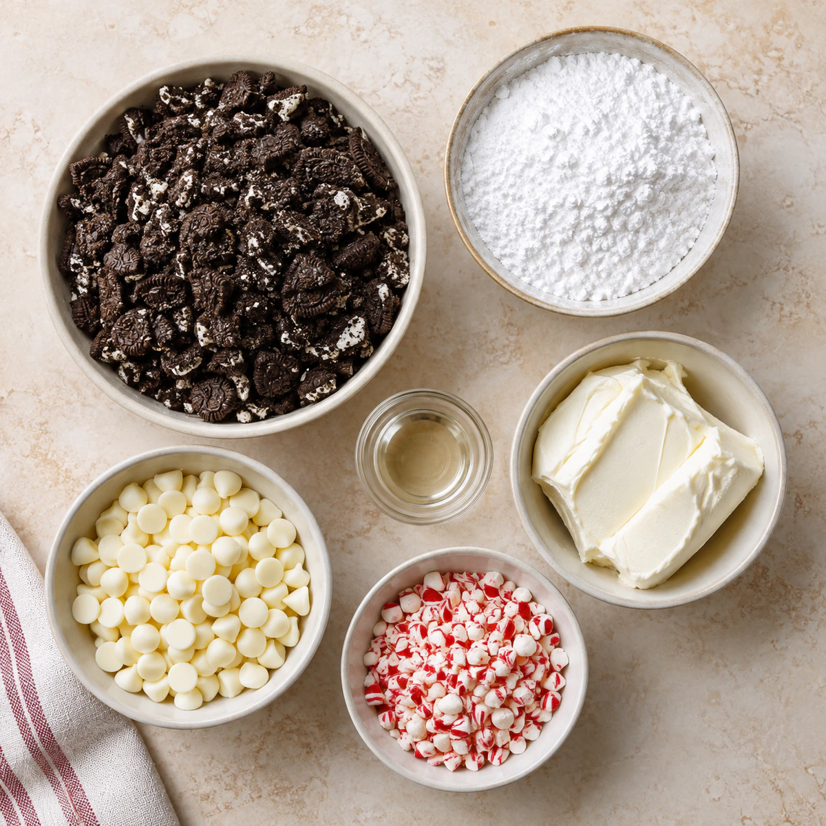 Exact measured ingredients for Minty Holiday Snowballs