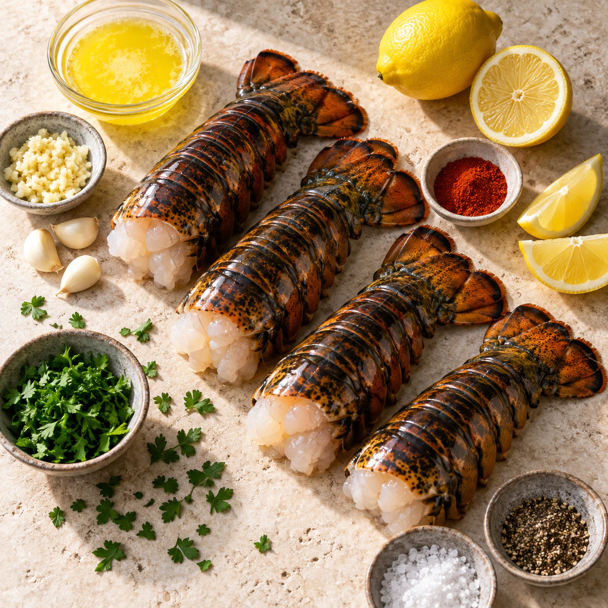 Exact measured ingredients for Easy Garlic Lobster Tails