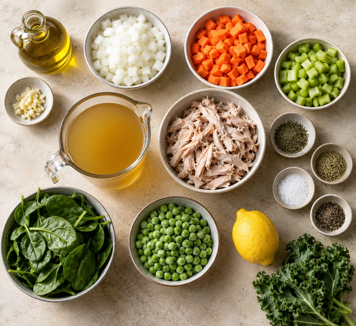 Exact measured ingredients for Hearty Homemade Turkey Soup
