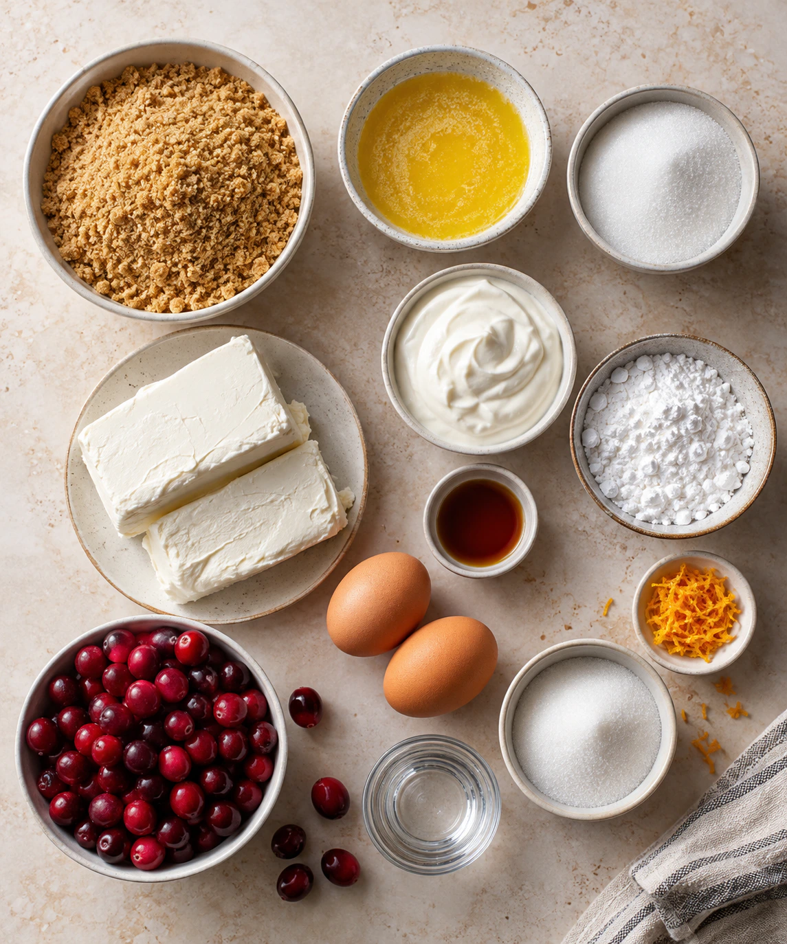 Exact measured ingredients for Mini Cranberry Cheesecakes