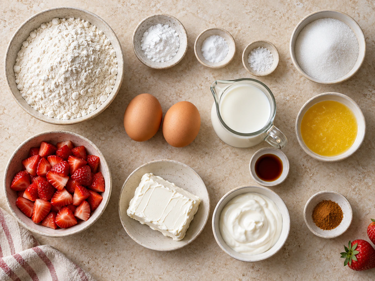 Exact measured ingredients for Strawberry Cheesecake Stuffed Muffins