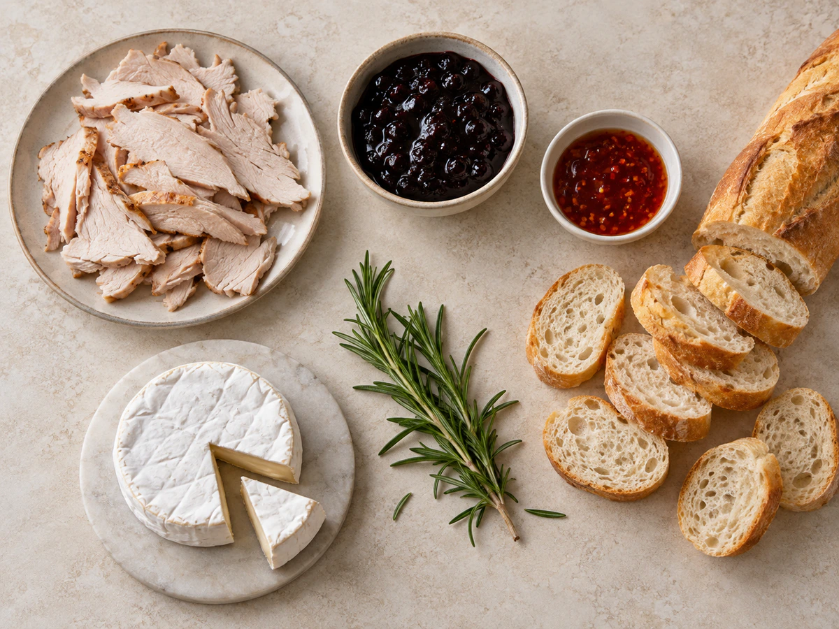 Exact measured ingredients for Turkey Brie Bites