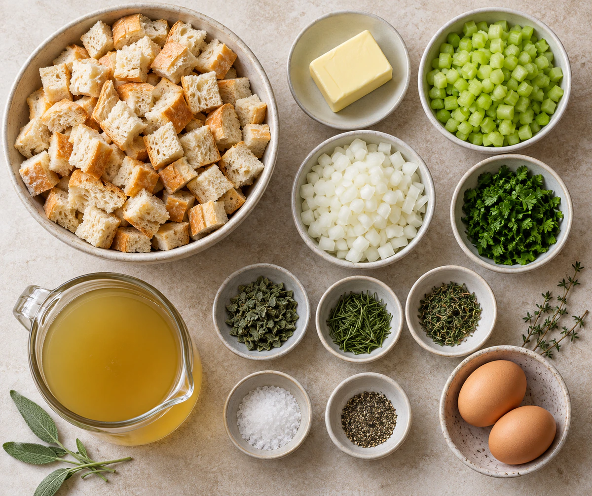 Exact measured ingredients for Classic Thanksgiving Stuffing