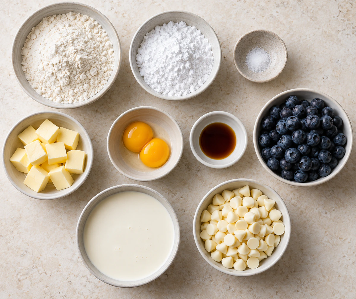 Exact measured ingredients for Blueberry Ganache Tart