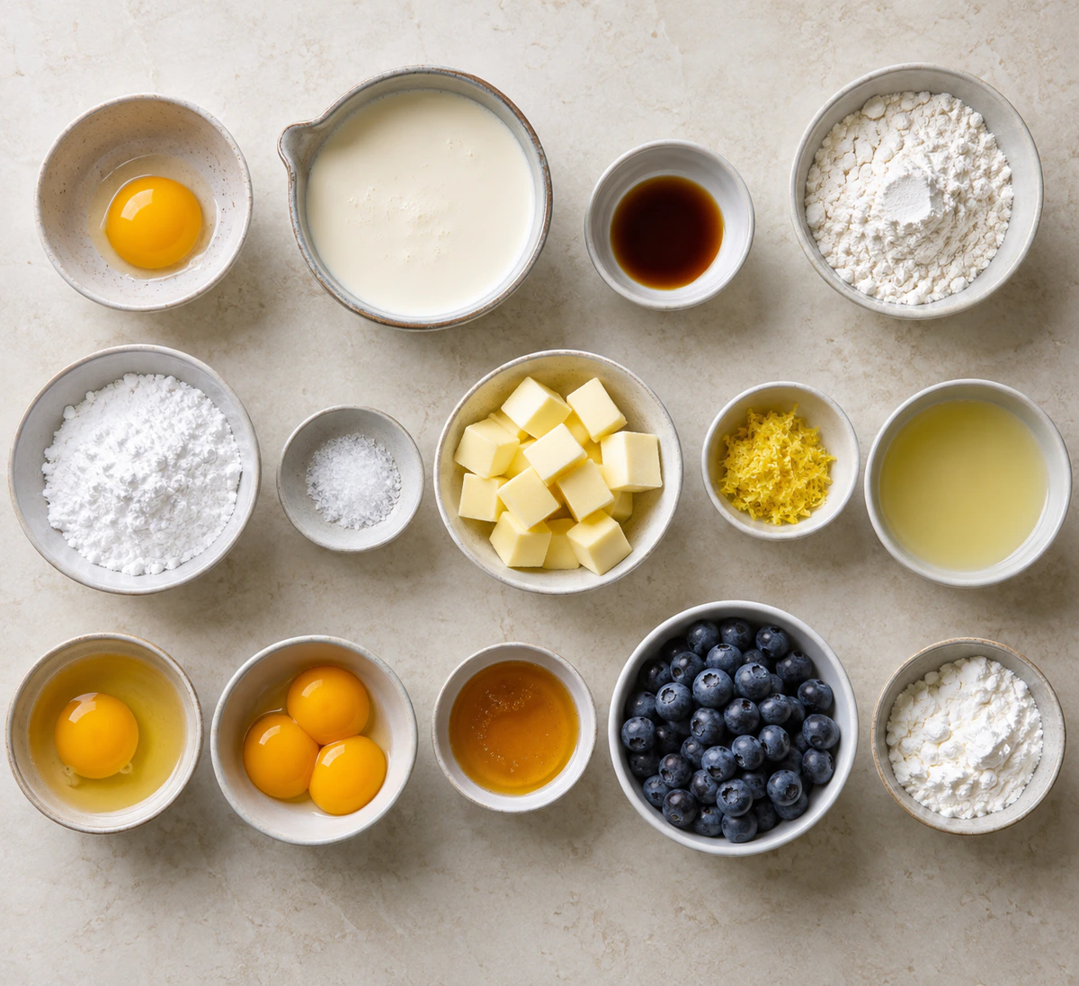Exact measured ingredients for Blueberry Lemon Curd Tart