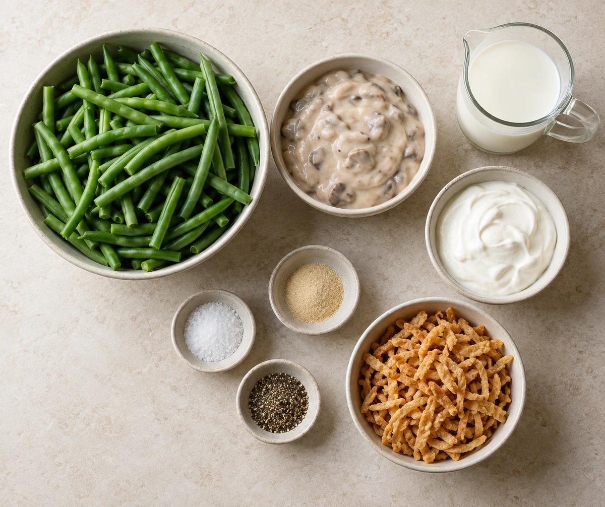 Exact measured ingredients for Green Bean Casserole