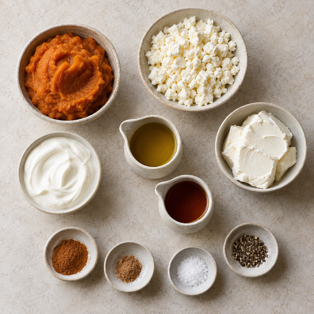Exact measured ingredients for Pumpkin Whipped Feta Dip