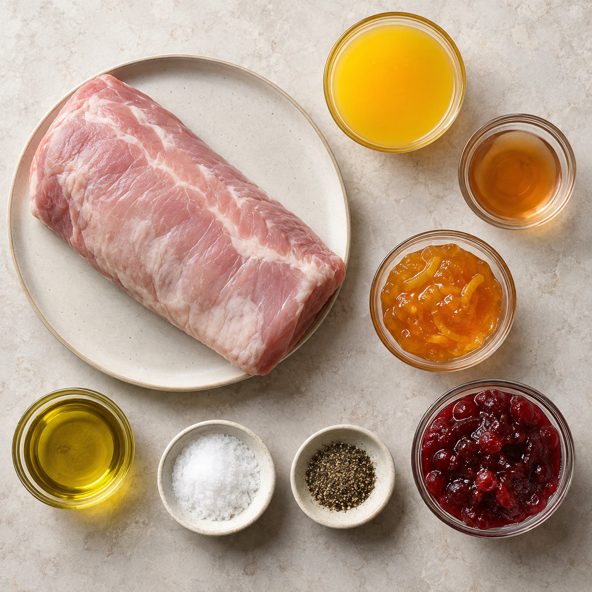 Exact measured ingredients for Orange Cranberry Pork Loin Roast