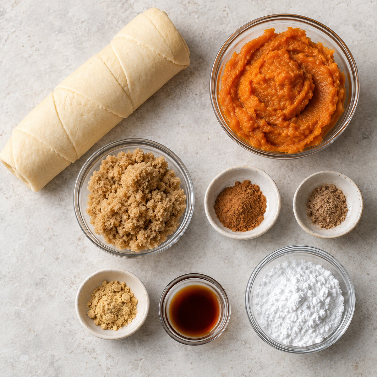 Exact measured ingredients for Mini Pumpkin Pie Crescent Rolls