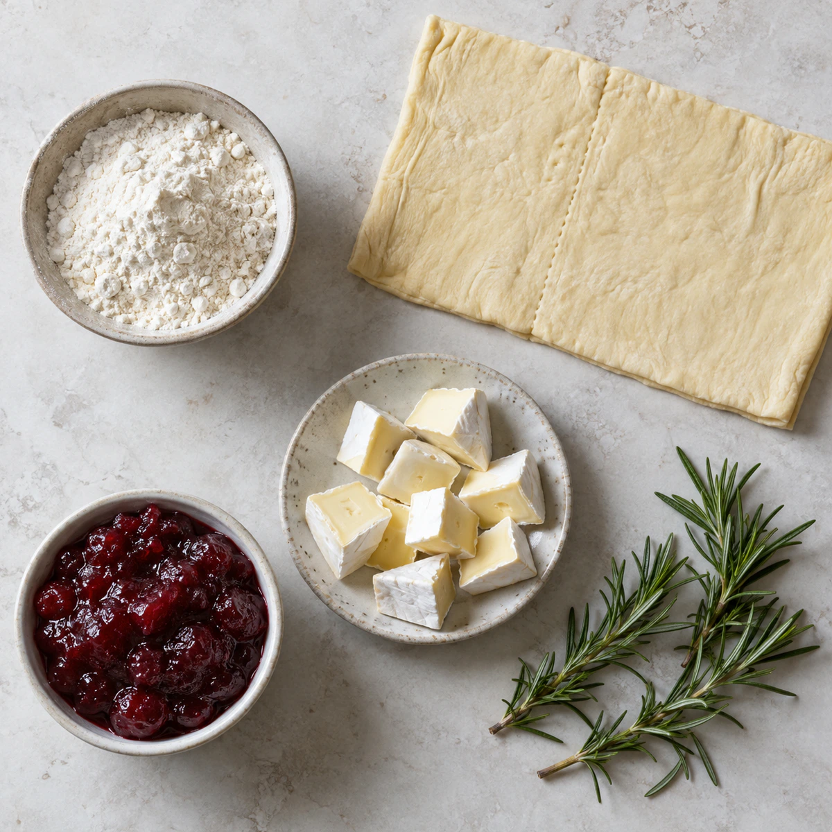 Exact measured ingredients for Cranberry Brie Bites