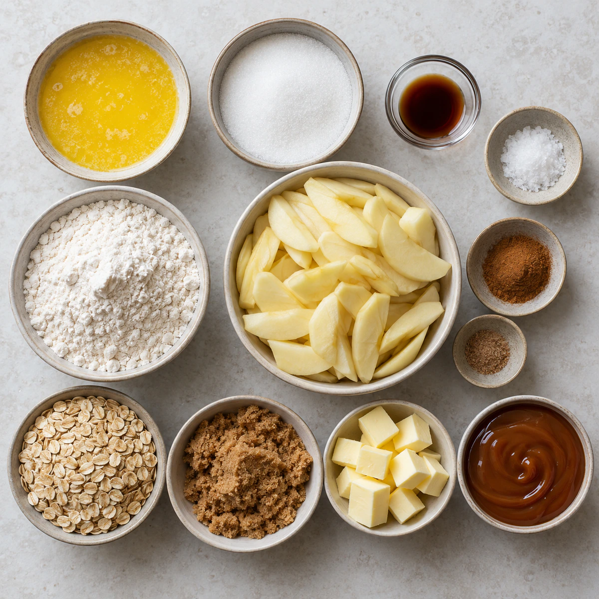 Exact measured ingredients for Salted Caramel Apple Pie Bars