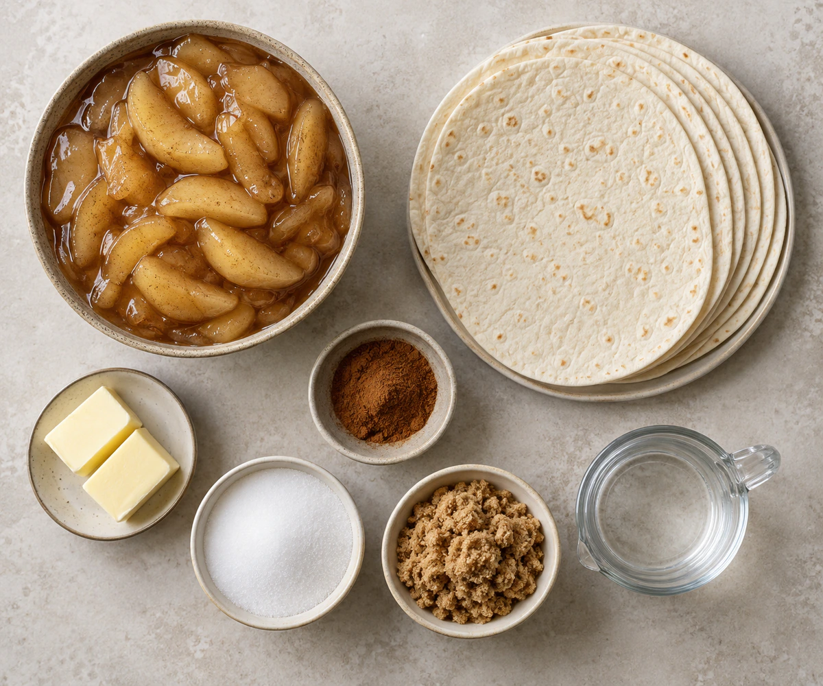 Exact measured ingredients for Apple Pie Enchiladas