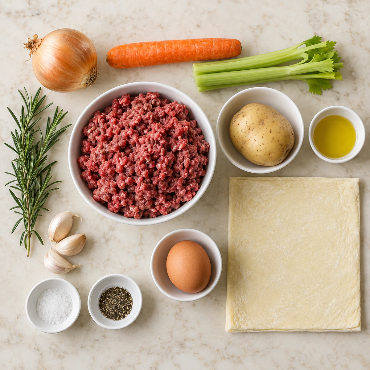 Exact measured ingredients for Minced Beef Wellington