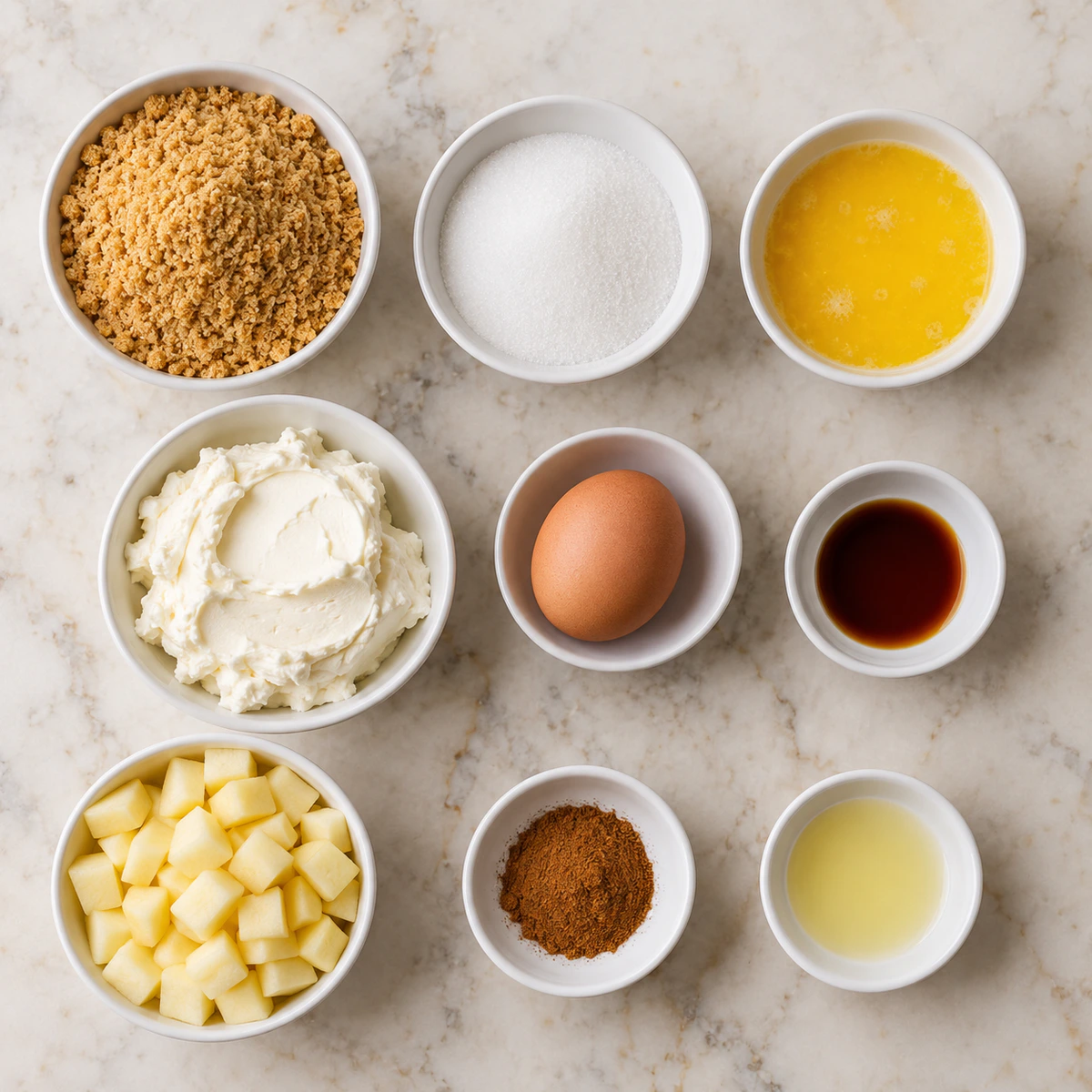 Exact measured ingredients for Apple Pie Mini Cheesecake Bites