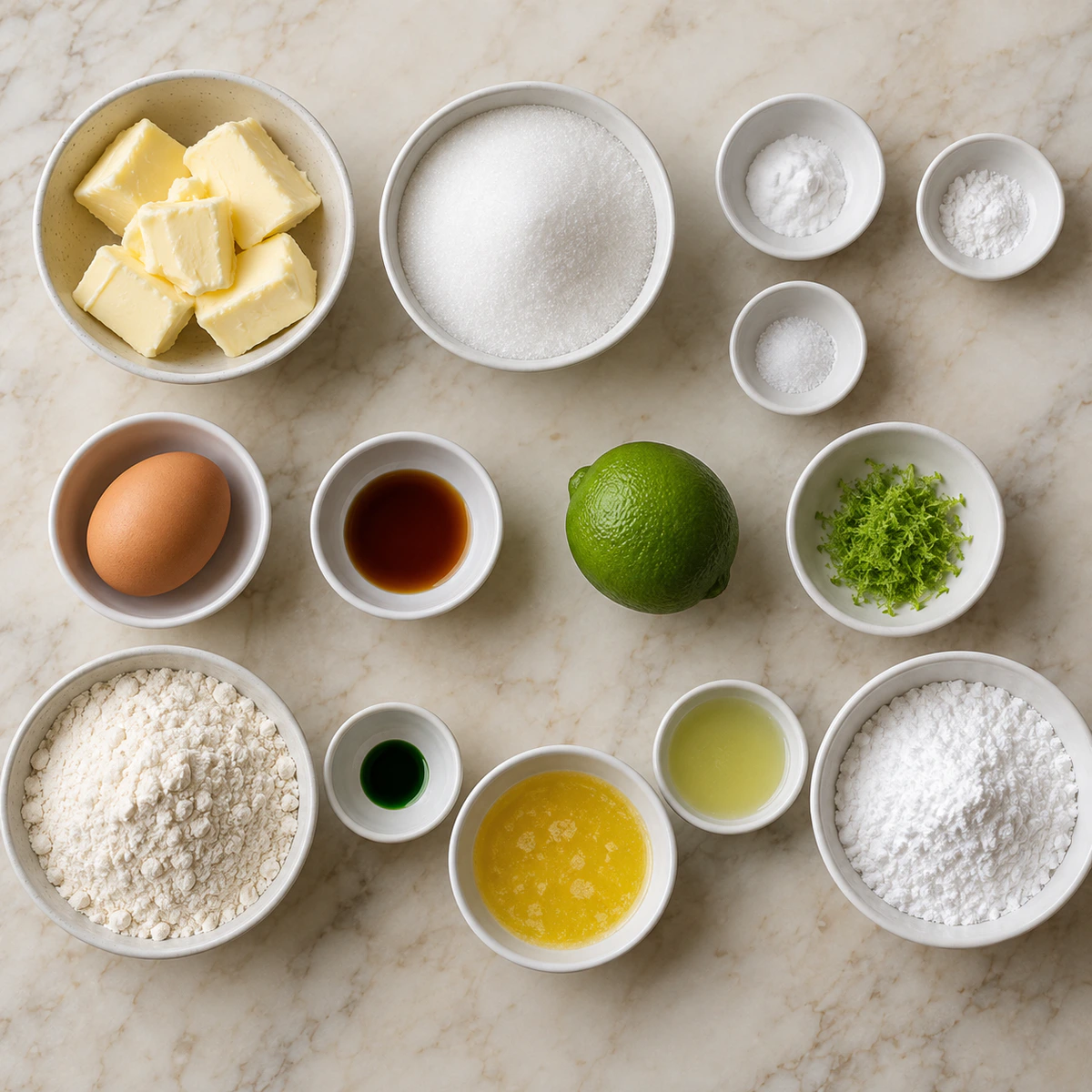 Exact measured ingredients for Lime Sugar Cookies Delight