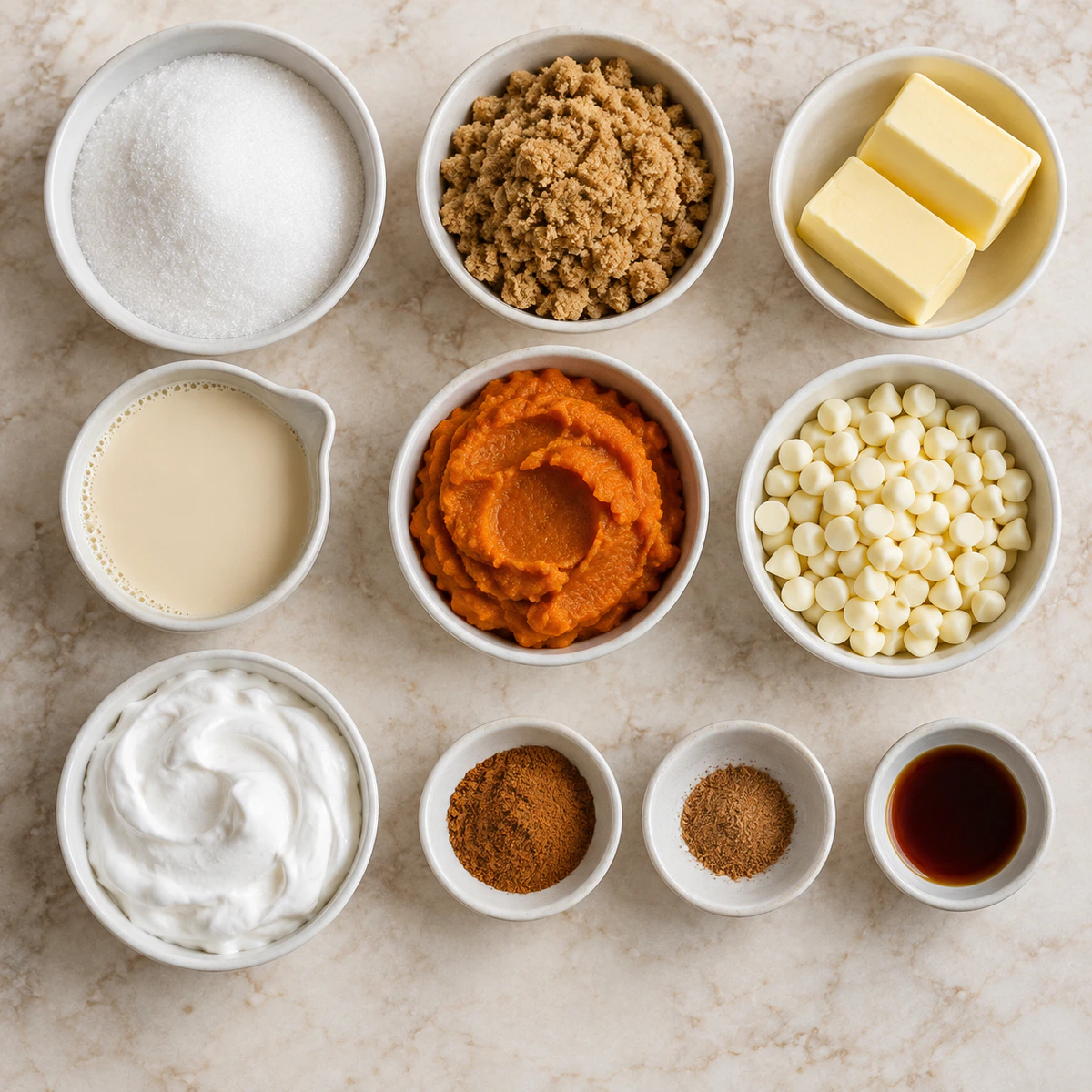 Exact measured ingredients for Pumpkin Fudge Bliss