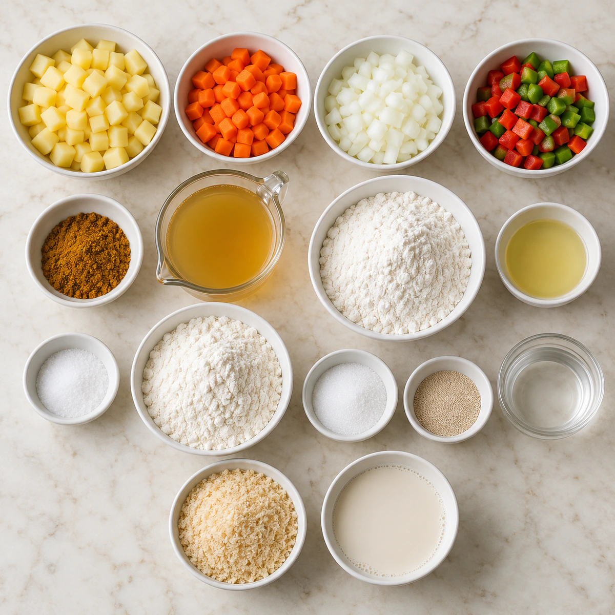 Exact measured ingredients for Vegan Japanese Curry Bread Buns (Kare Pan)