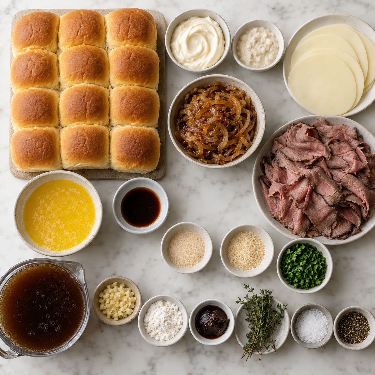 Exact measured ingredients for Savory French Dip Sliders