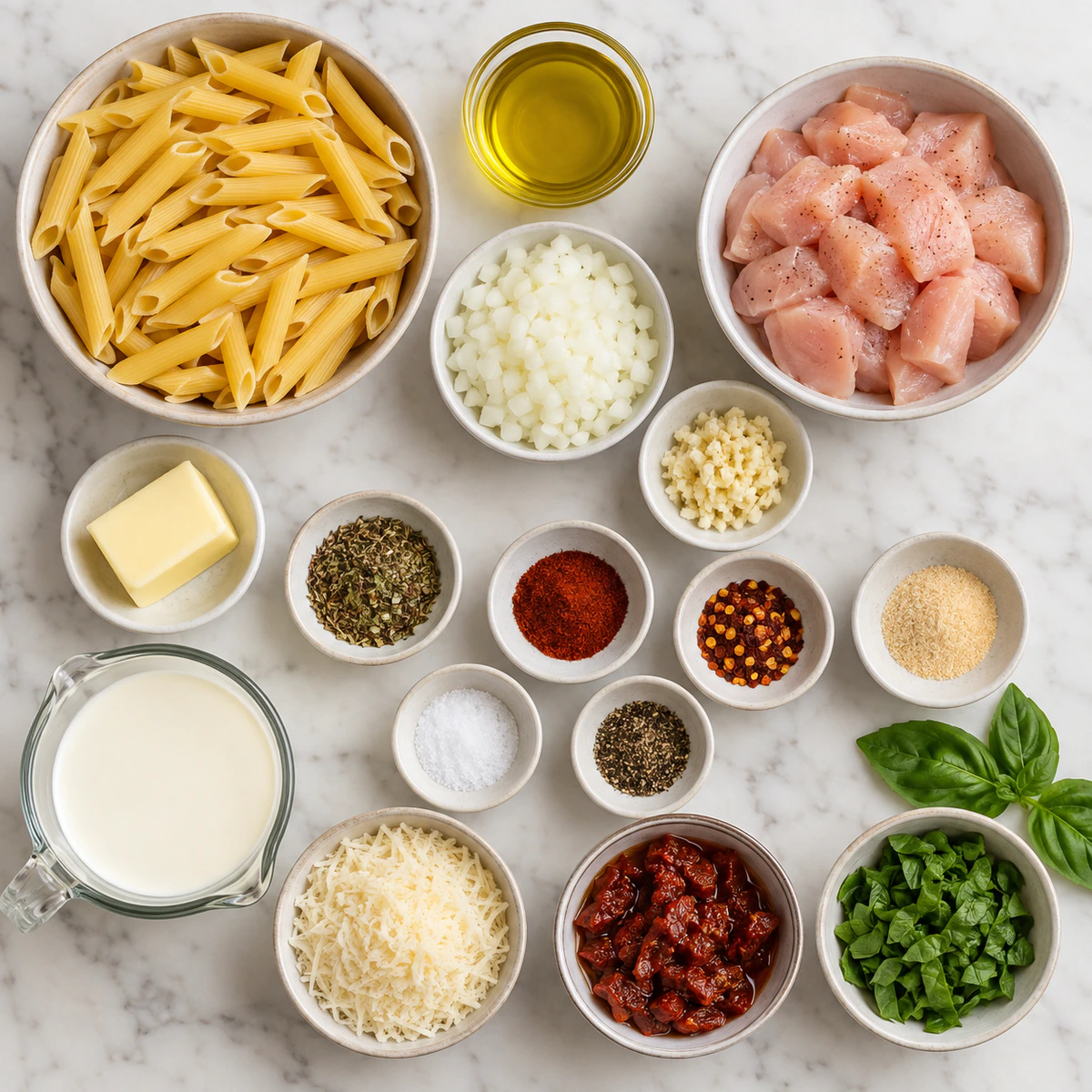 Exact measured ingredients for Marry Me Chicken Pasta