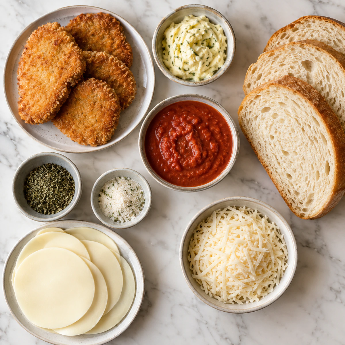 Exact measured ingredients for Lazy Chicken Parmesan Grilled Cheese