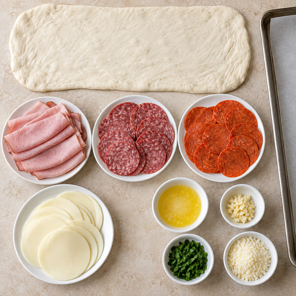 Exact measured ingredients for Italian Stromboli