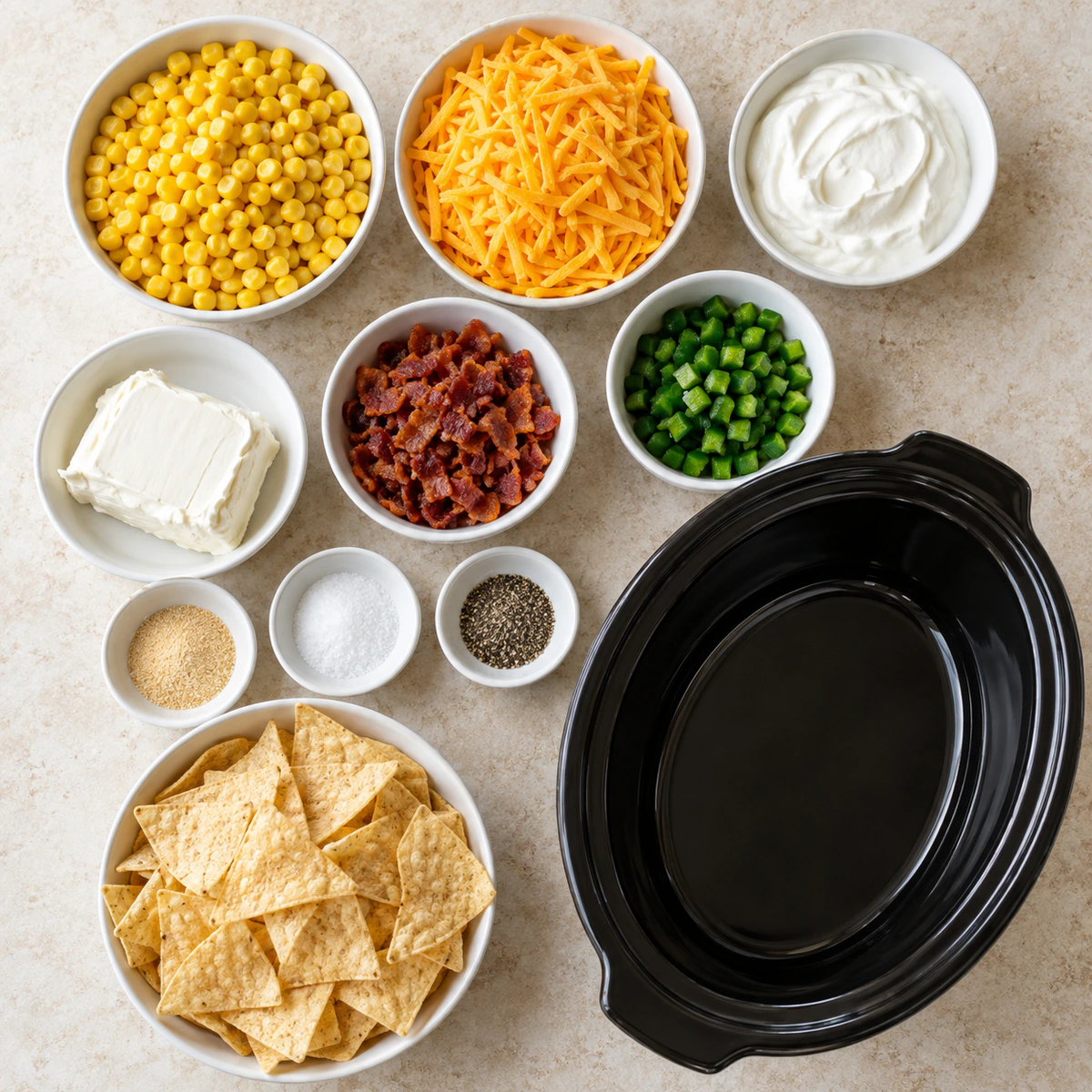 Exact measured ingredients for Crack Corn Dip