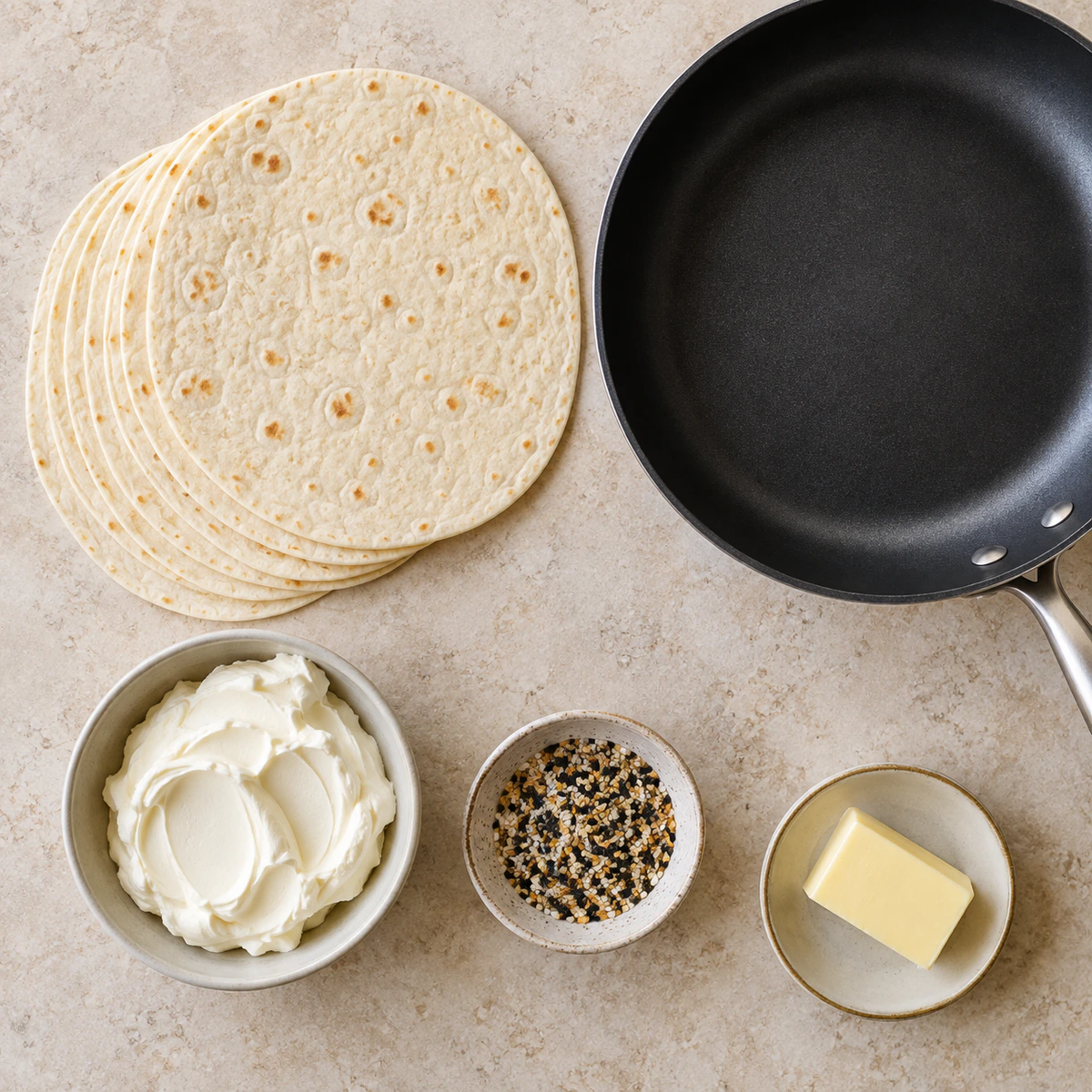 Exact measured ingredients for Cream Cheese Tortilla Bites